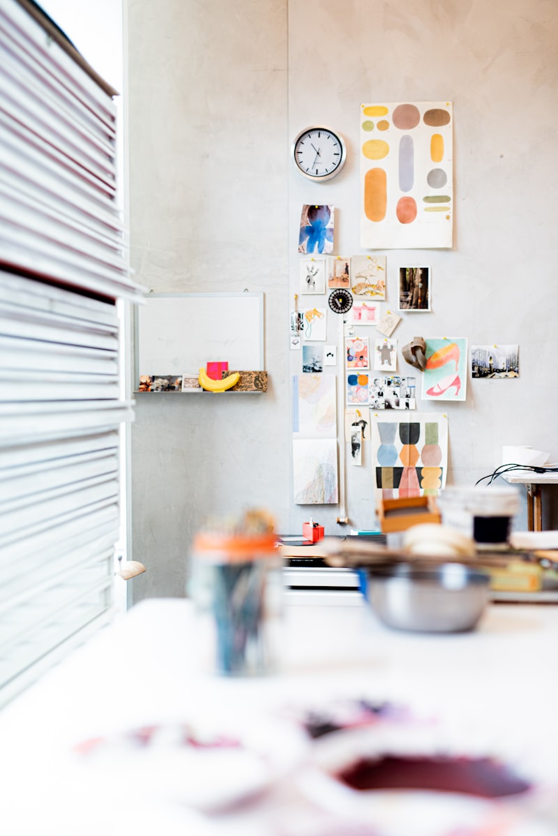 A studio corner with north light falling across a work table.